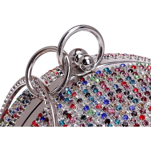 Tngan Girl Ball Shape Party Rhinestone Ring Handle Evening Bag